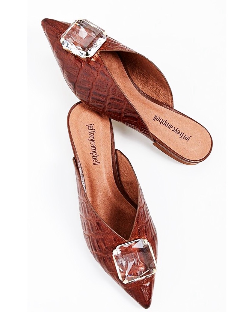 {Jeffery Campbell} Melisa-J Crocodile-Effect Diamond Embellished Mules